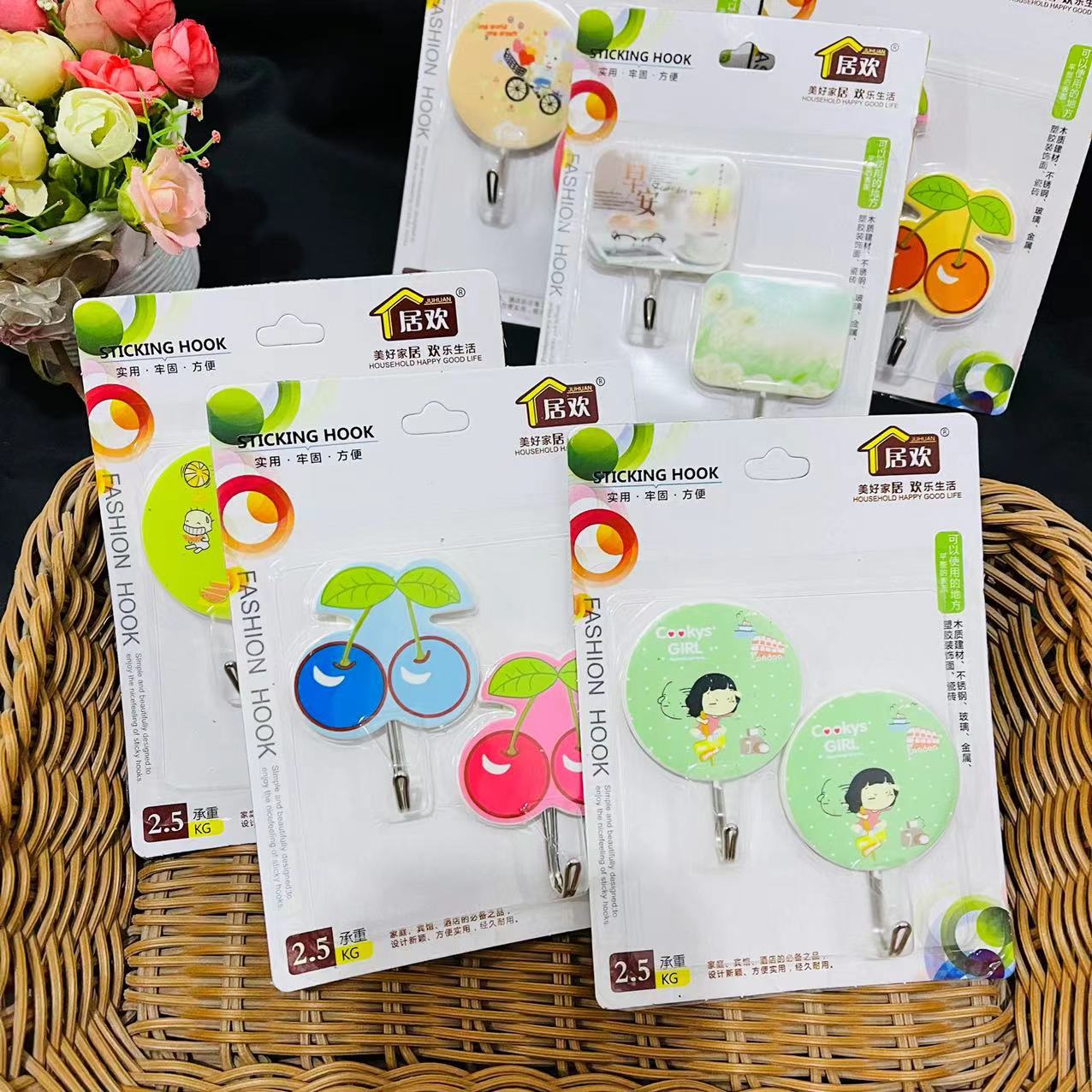 【 Zone 2-12 】 Juhuan 【2 Pieces 】 Adhesive Hooks 300 per box, 2 pieces, adhesive hook, no need for drilling, Adhesive hook, seamless and transparent, kitchen and bathroom door back hook, adhesive wall Specification image