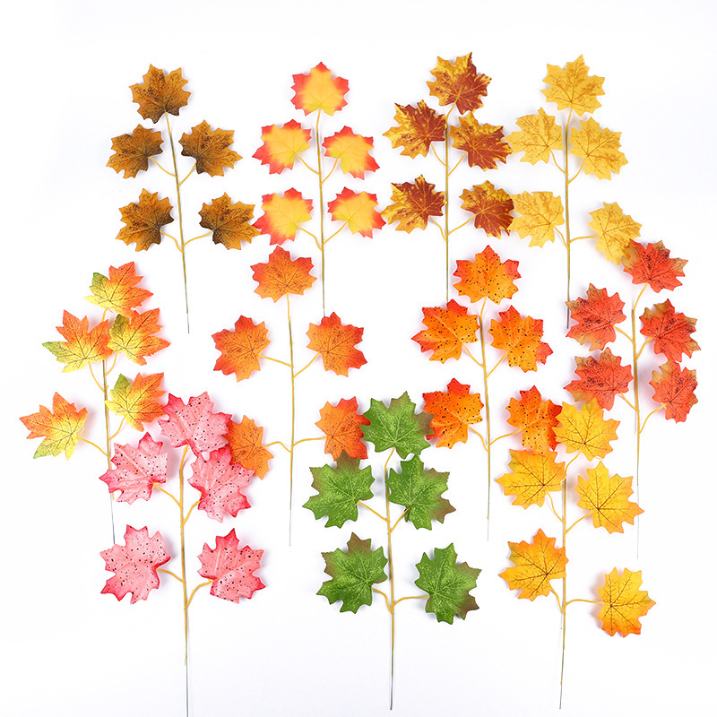 Red maple leaf artificial leaf decoration maple leaf branches Artificial simulation red maple leaf factory direct sales artificial leaf flower arrangement accessories leaves