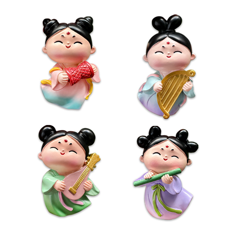 国潮2024原创西安唐朝仕女冰箱贴古风旅游纪念品装饰家居饰品礼物文创白底实物图