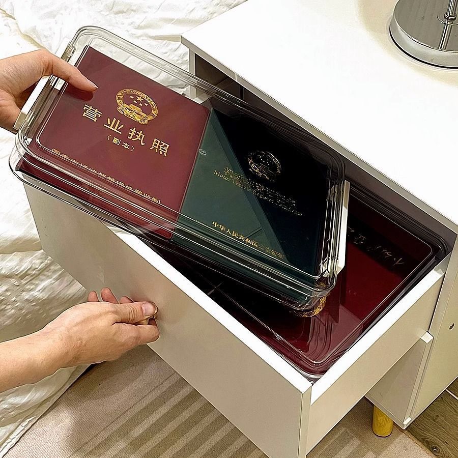 Test paper storage box, exclusive organization box for students with excellent grades, transparent household registration book, junior high school graduation certificate, a4 paper document storage box Specification image