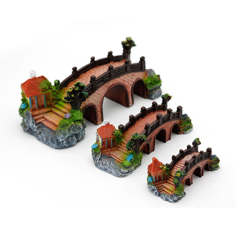 Manufacturers wholesale retro arch bridge garden resin fish tank aquarium rockery stone water grass fish tank landscape decoration Item Picture