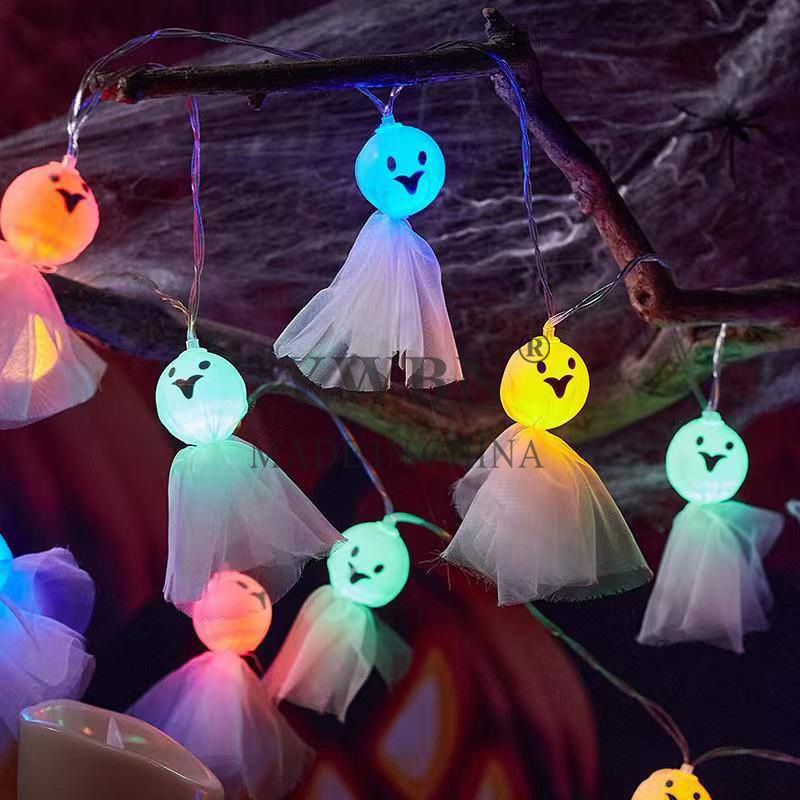 跨境led万圣节道具装饰商场布置发光布衣幽灵摆件灯串娃娃挂件节