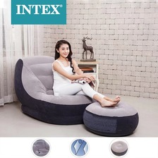 intex 68564 跨境专供充气pvc舒适植绒沙发组合懒人休闲折叠躺椅