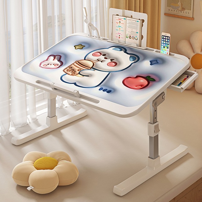 Small bed table, adjustable computer desk, folding study desk, simple desk for lazy people in student dormitories, home bay window