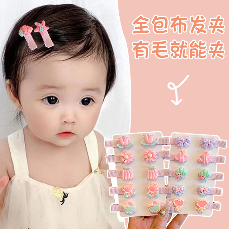 Children's hair clips, cute wrapping cloth, princess hair clips, headwear, no damage to baby hair, bangs clips, girls' hair clips details Picture