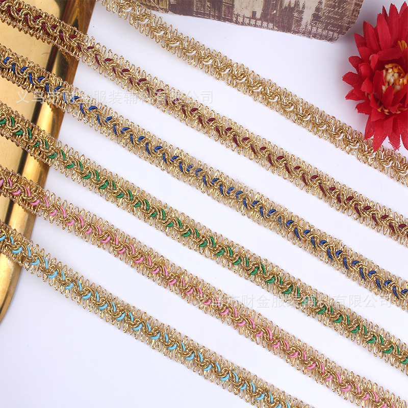 义乌花边 现货服装辅料 花边 彩色波浪花边 服装灯饰装饰金色花边