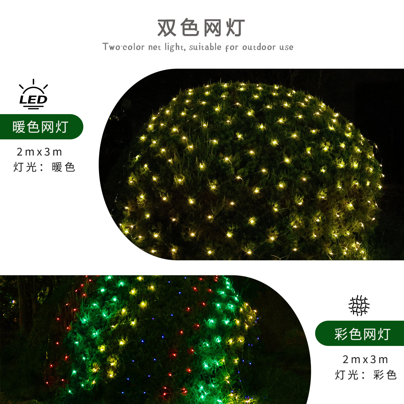 New cross-border fishing net starry sky lights, green decoration festival lights, low-voltage colored lights, lighting outdoor waterproof leather line lights Application Scenario