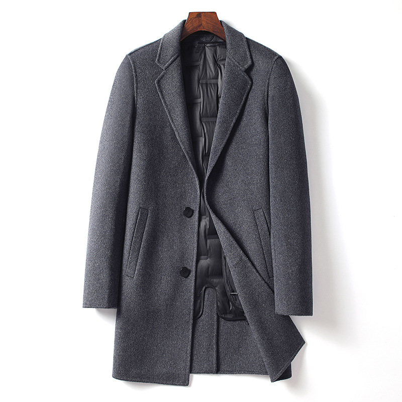 New men's mid-length double-sided woolen overcoat with detachable down lining, large-sized coat Application Scenario