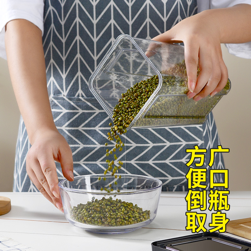Transparent Square Jar Snack Grain Plastic Sealed Jar Can Be Superimposed Dry Fruit Kitchen Storage Jar Storage Box details Picture