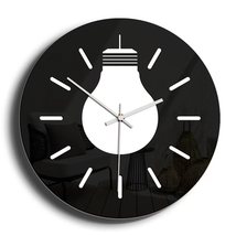 厂家批发家居装饰黑白圆形创意挂钟 客厅卧室透明亚克力复古钟表