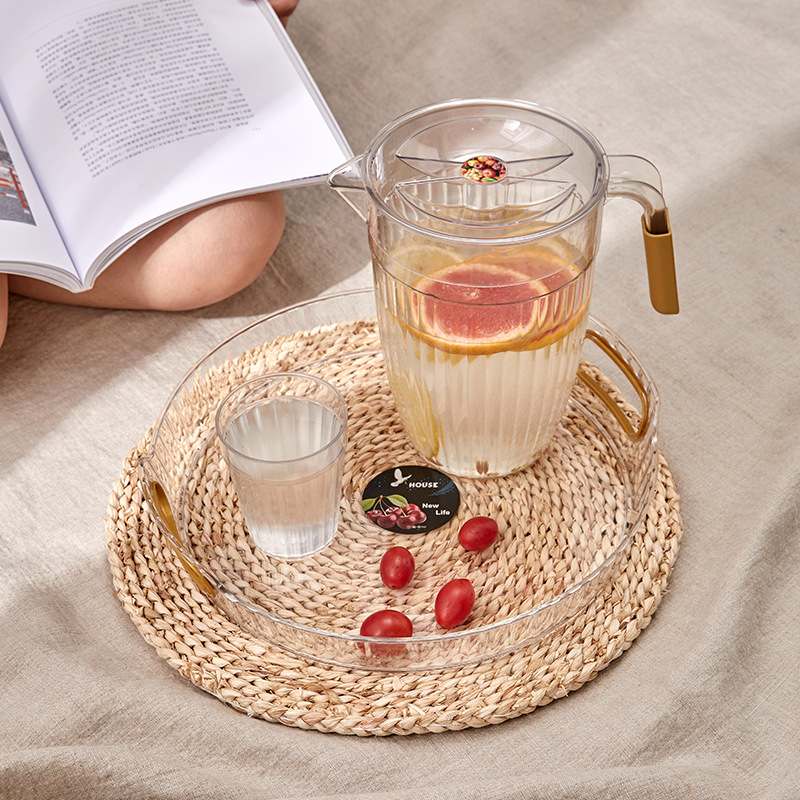 Tea tray household light luxury small living room tea cup tray round tea table cold water cup display tray storage tray fruit tray details Picture