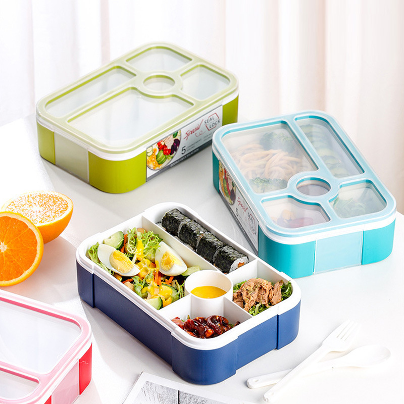 饭盒微波炉便当盒日式风学生餐盒分格大容量上班族带餐具密封沙拉