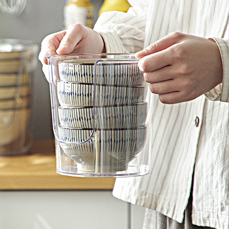 Transparent and simple dish storage rack, kitchen plate storage box, built-in tableware, small and transparent Item Picture
