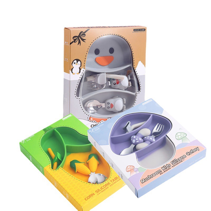 New creative children's cartoon silicone dinner plates