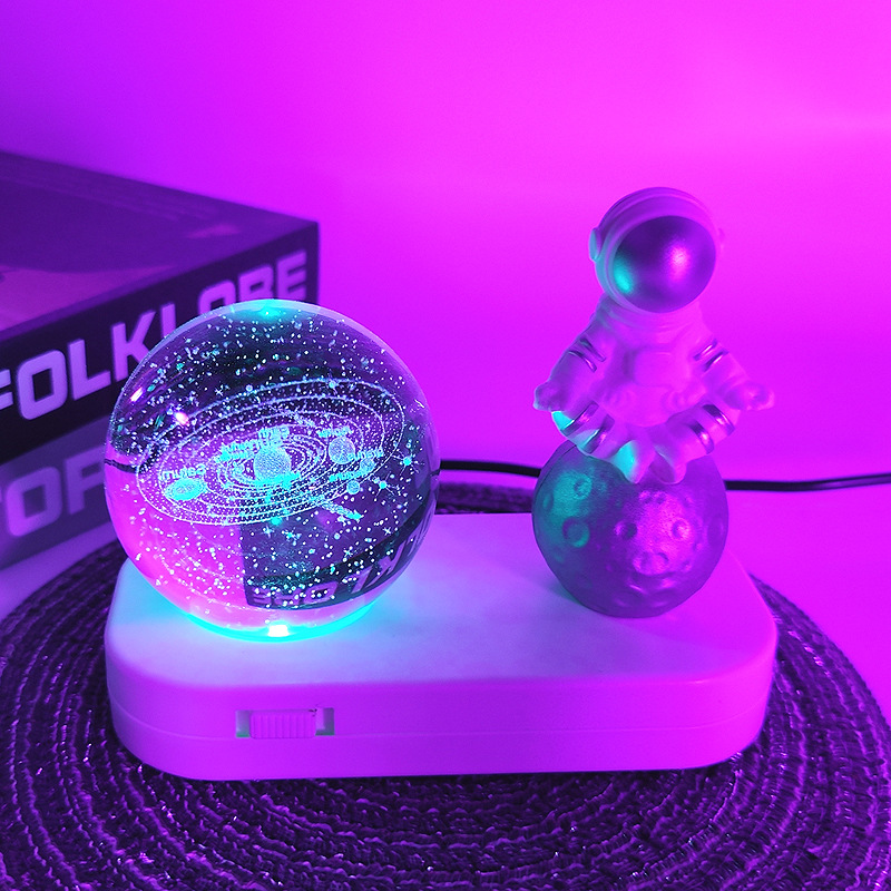 Astronaut night light crystal ball desktop decoration, high-end luminous astronaut computer desktop decoration gift Specification image