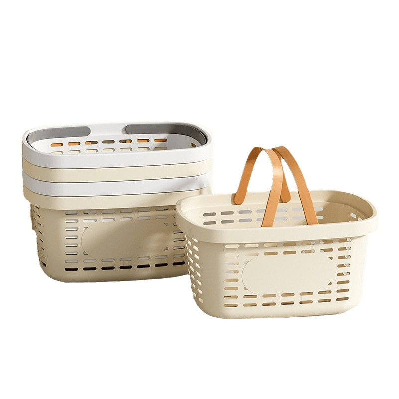 Hand-Held Bath Basket, Plastic Bathroom And Toiletries Draining And Storage Basket, Hollowed-Out Large Open Storage Basket Item Picture