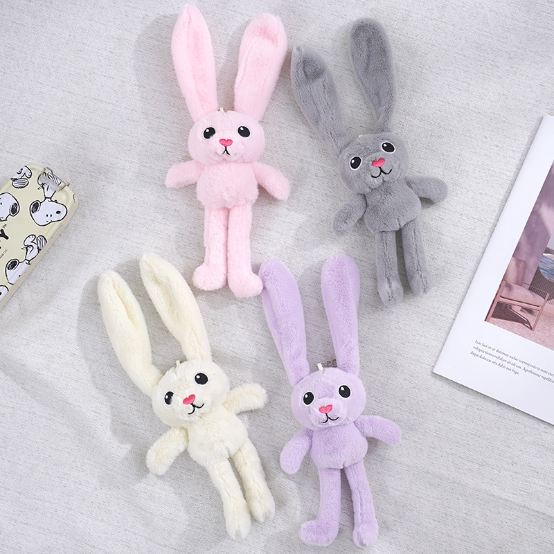 毛绒玩具挂件小饰品抽拉兔子钥匙扣玩偶小兔子公仔包包书包挂饰详情图2