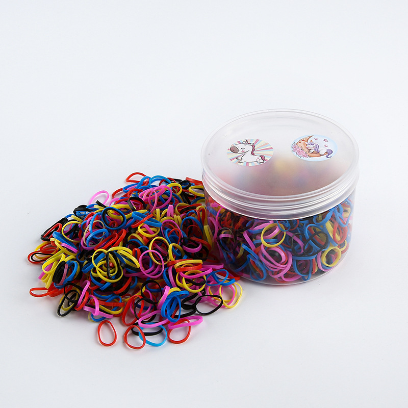 New Boxed Hair Rope Black Large Round Bottle Color High Elasticity Does Not Hurt Hair Band Children Disposable Small Rubber Band Specification drawing