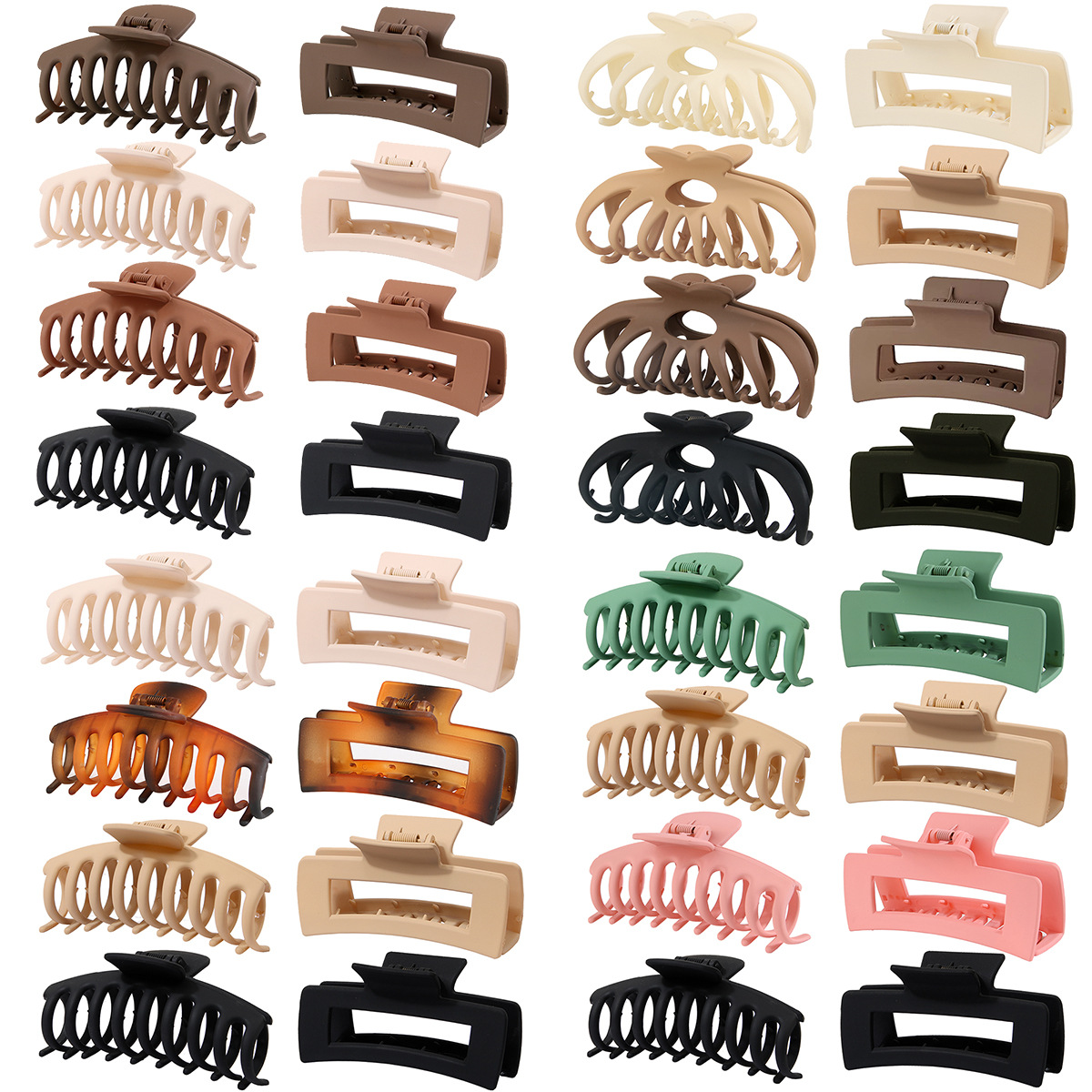 [Amazon Explosive Non-Trace Painting] Cross-Border Frosted Ps Material Hair Grab Rectangular Claw Clip Factory Goods details Picture