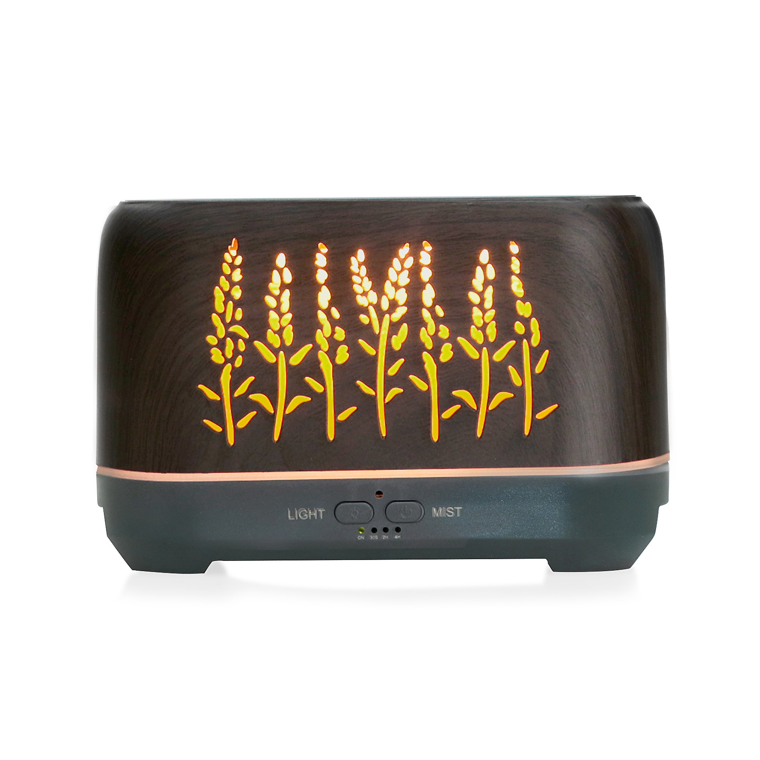 200ml wood grain aroma diffuser, hollowed-out lavender flame humidifier, flame ambient light aroma diffuser, cross-border e-commerce Item Picture