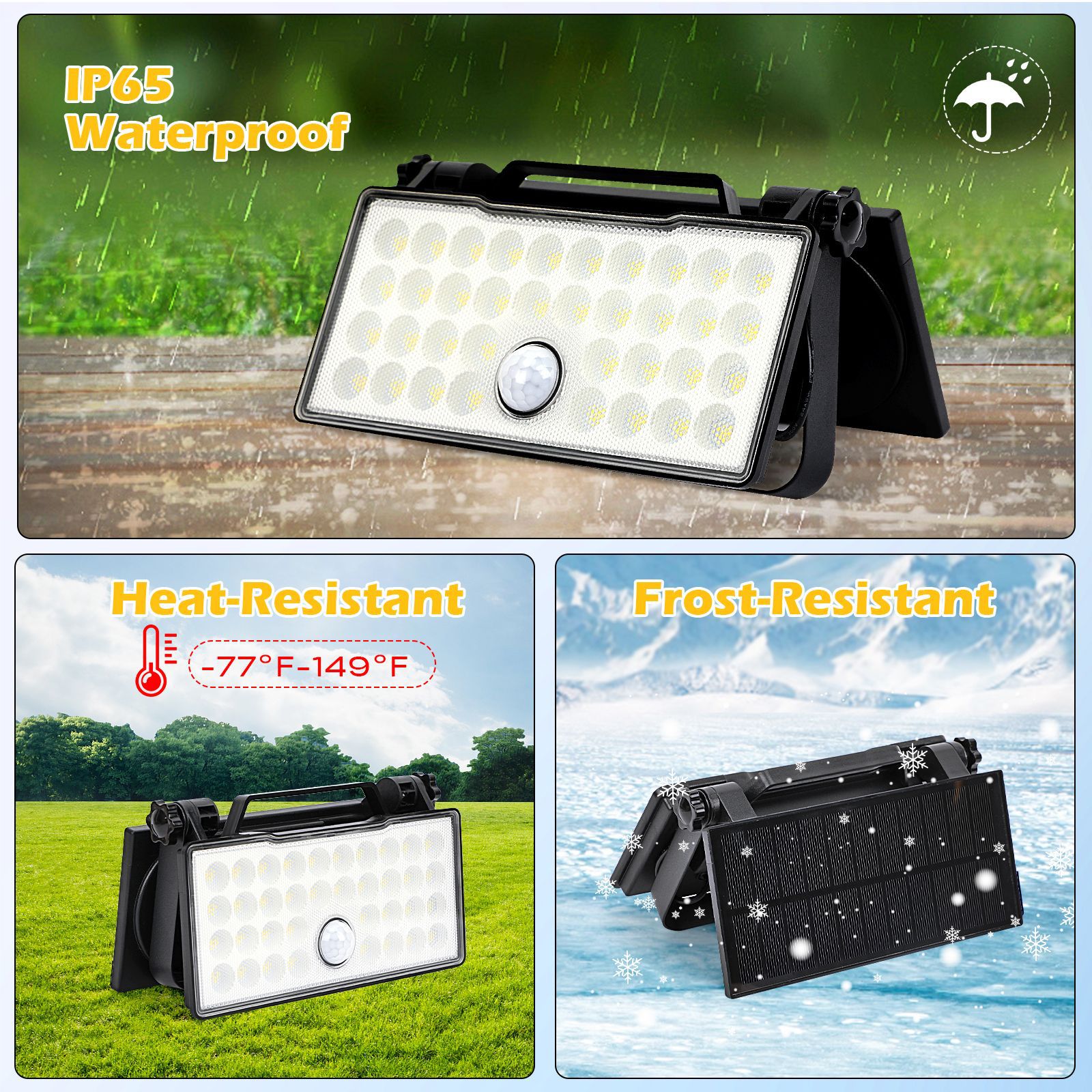 The new portable solar floodlights, folding and rotating camping lights, work lights and sensor wall lights of 2025 are selling well across cross-border markets details Picture