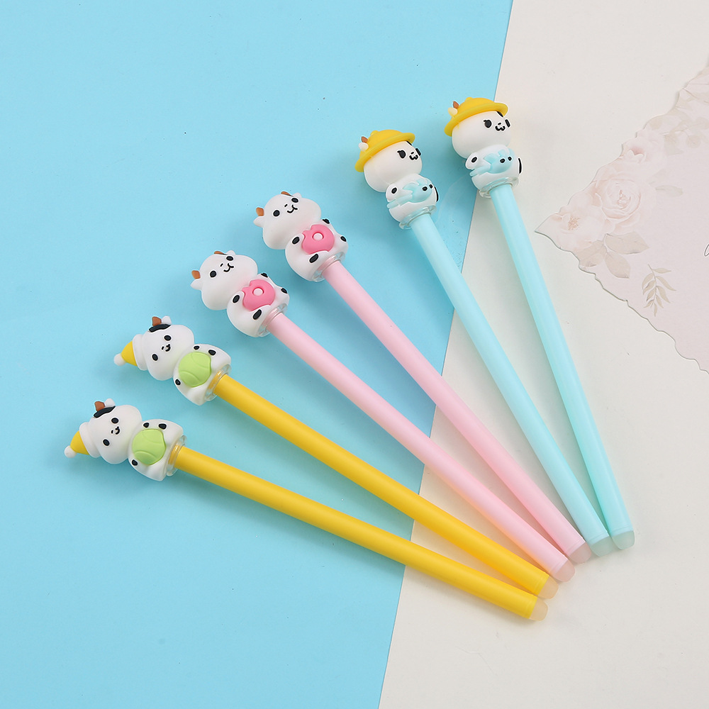 Zhongfan Stationery's creative cartoon high-appearation-level cow pattern gel pens and girlish student gel pens are now available for wholesale details Picture