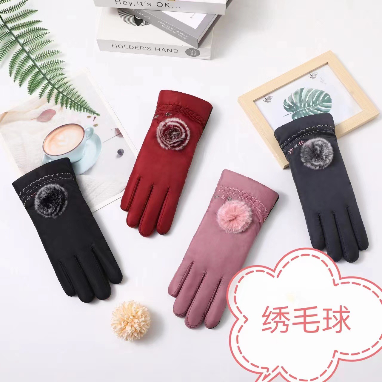 Cross-border warm adult gloves, outdoor skiing, motorcycle, electric bike riding gloves, fleece and thickened accessories, night market details Picture