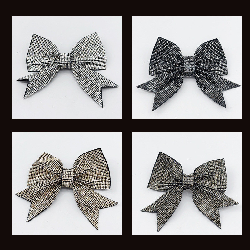 Diamond-encrusted hair clips, women's bow, side, high-end, exquisite hair clips, large hair volume, high back of the head, top of the skull details Picture