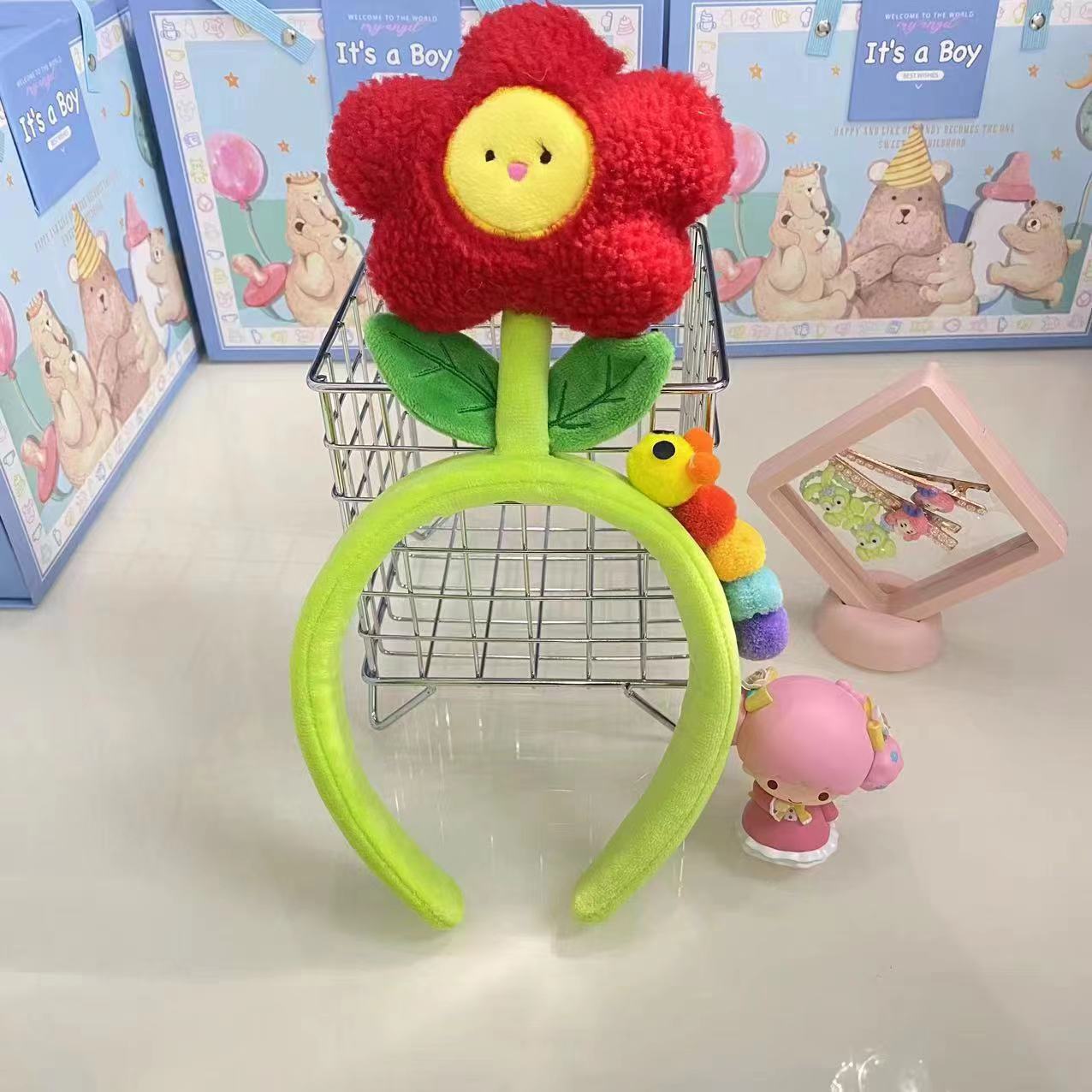 Sunflower caterpillar headband, suitable for both adults and children, cute headband, photo prop, headwear, flower hair accessory wholesale details Picture