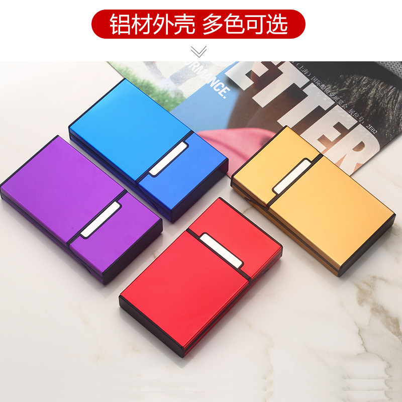 Yitian wholesale aluminum alloy fine cigarette extended flip lid women's cigarette box 20 pieces hard box, company logo wrapped aluminum cigarette box Specification image