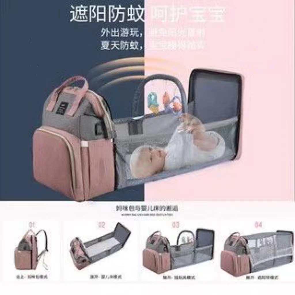 韩国ins新款妈咪包婴儿折叠双肩包大容量妈妈包手提母婴包送玩具详情图1