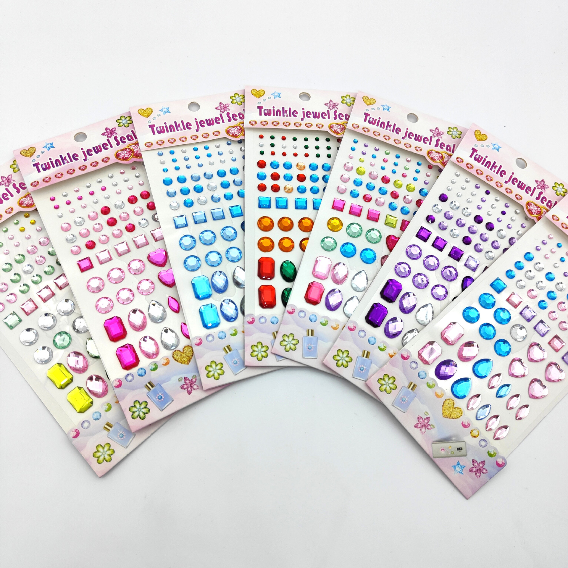 Children's gemstone stickers, crystal and diamond cartoon stickers, princess and girl 3d stereoscopic reward stickers, decorative toys