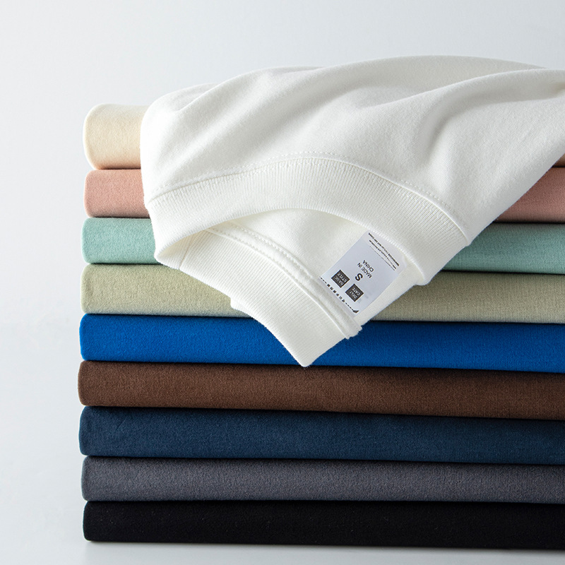 230G short-sleeved T-shirt for men, pure cotton round neck, high-quality solid color loose, heavy combed cotton base layer, trendy brand summer Specification image