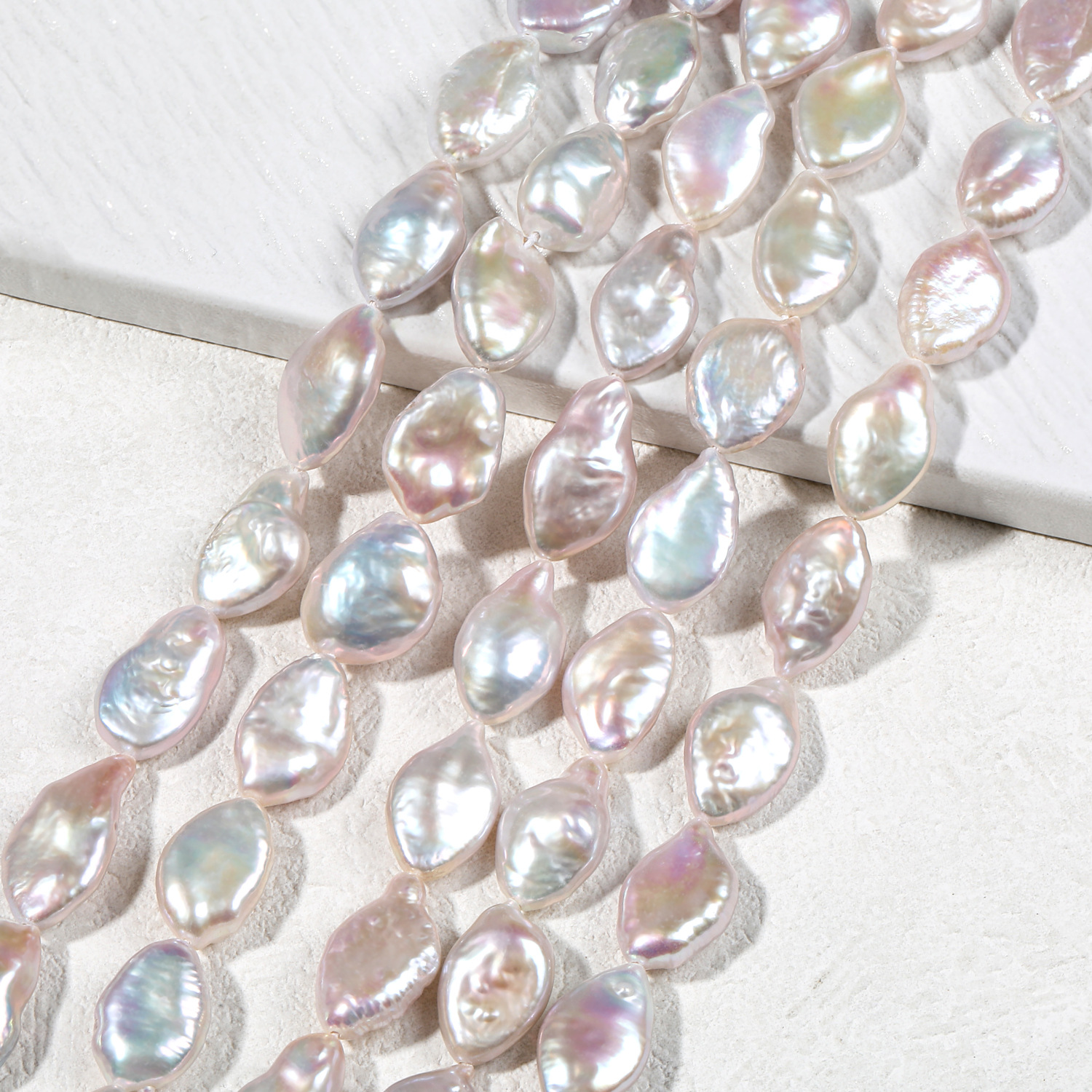 Wholesale strong light Baroque pearl necklace 10*14mm natural fresh water shaped water drop semi-finished diy accessories