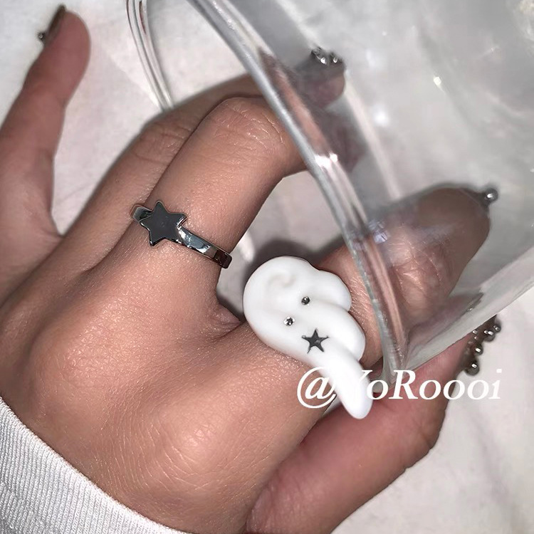 Niche design angel wing cute open ring for girls' Instagram personality star ring index finger ring