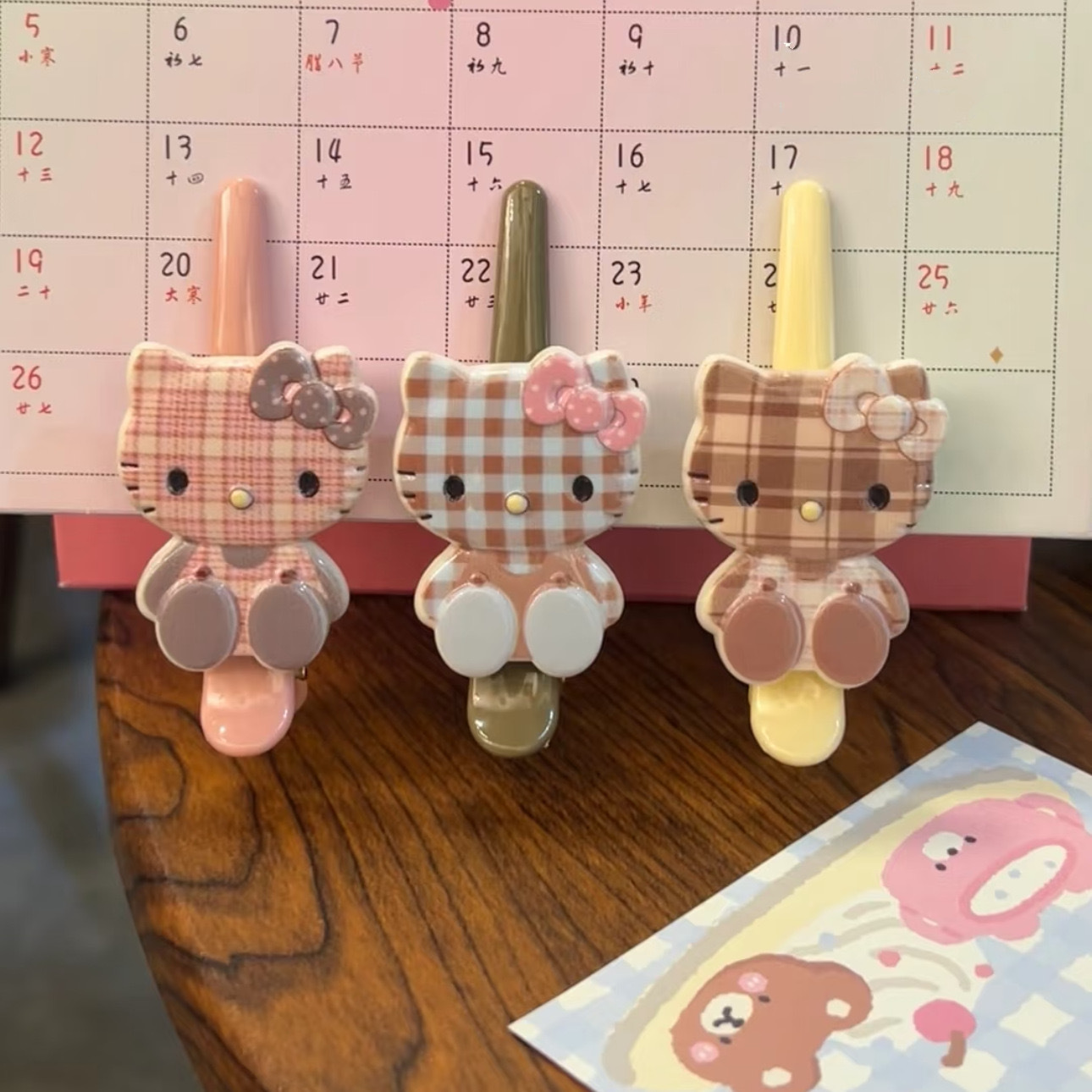 新款可爱格纹小猫发夹少女百搭甜美发饰刘海夹学生碎发夹边夹批发