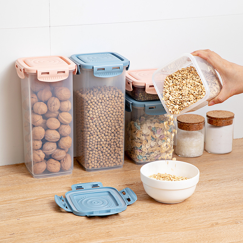 Nordic-style high-transparency multi-specification sealed jar, silicone snap-fit storage jar, kitchen refrigerator, five-grain storage box Specification image