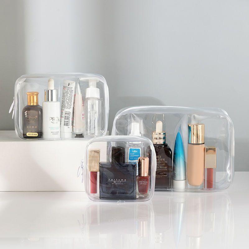New waterproof pvc cosmetic bag, multi-functional storage bag, storage bag, transparent and eco-friendly pvc three-piece set for women's toiletries