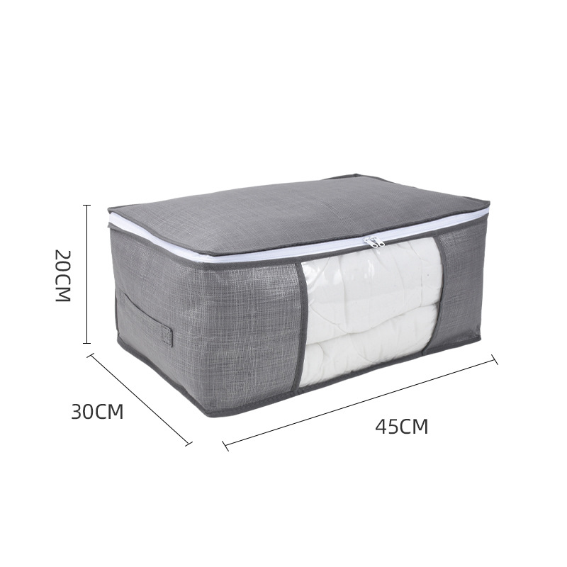 Manufacturers Direct Drawing Dark Grey Non-Woven Storage Bag Clothing Quilt Bedroom Transparent Dustproof Storage Bag Storage Bag Item Picture