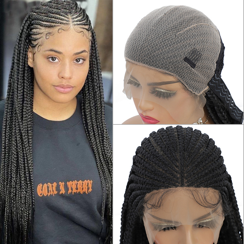 蕾丝假发 跨境非洲半蕾丝辫子化纤手织假发Lace Wigs NK0031