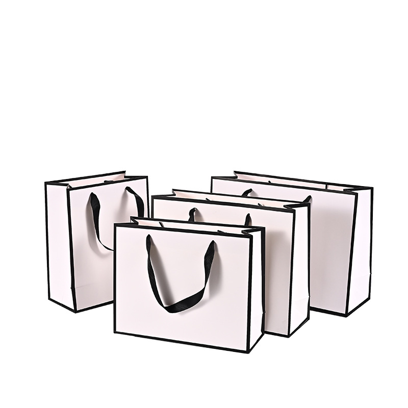 Spot Clothing Store Handbag High-Grade Printed Logo Optician White Card Paper Bag Simple Clothing Gift Bag Customization Item Picture