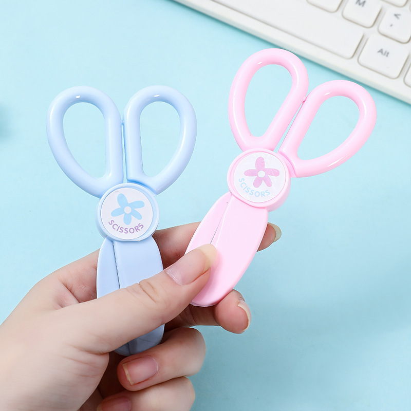 Plastic macaron colored handmade student children's scissors Kindergarten cartoon paper-cutting scissors art stationery scissors full figure