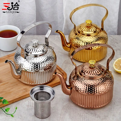Cross-border stainless steel water kettles, household and commercial tea kettles, brewing kettles, boiling kettles, large-capacity kettles for hotels thumbnail