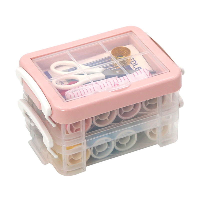 A 30-piece sewing kit set, a household sewing box, a portable large three-layer hand-made sewing and sewing storage box, high-end Item Picture