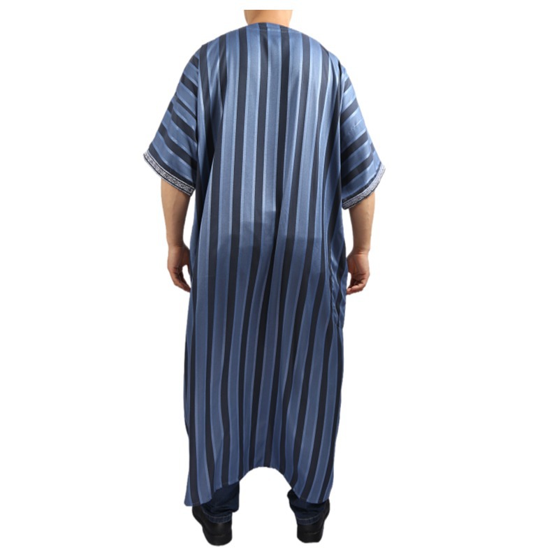 African Arabian robe short sleeve V neck Arabian robe embroidered stripe wholesale Application Scenario