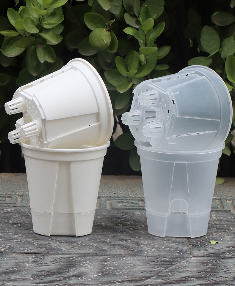 亚马逊新款储水透明青山盆蝴蝶兰透气控根盆自吸水花盆塑料懒人盆详情21