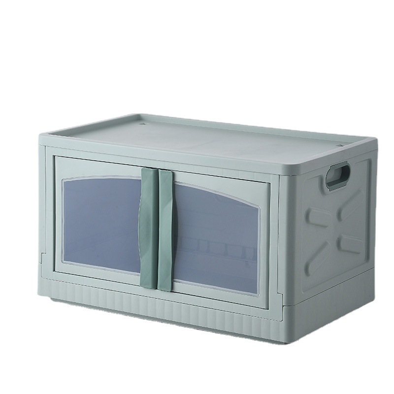 Plastic storage box, household snack and toy organizing box, transparent folding box, foldable front door folding storage cabinet 0753 Item Picture