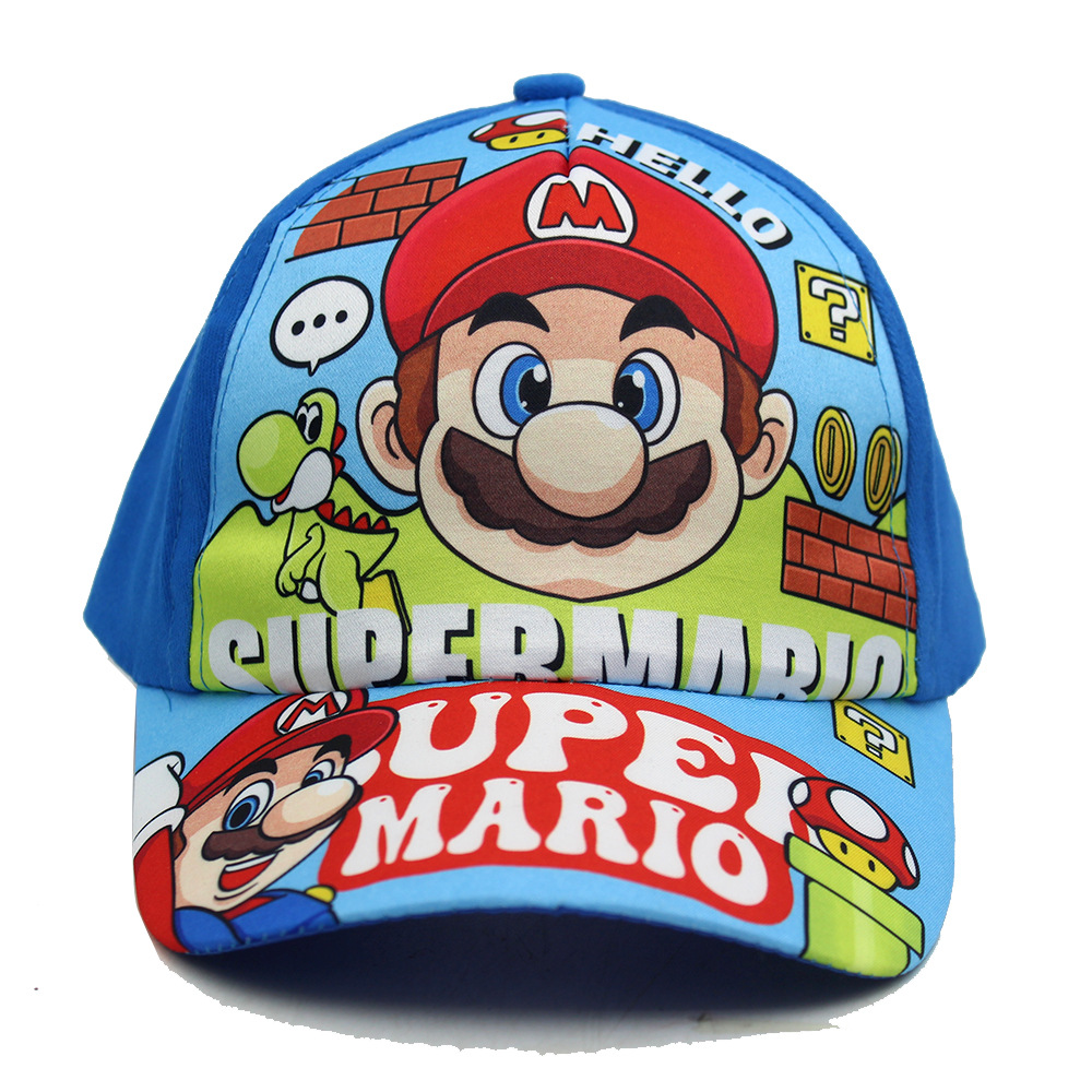 Cross border super Mary printed children's baseball cap Mario game cartoon boys and girls visor cap cap