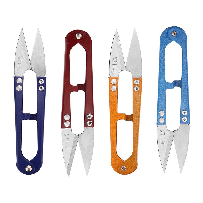 Manufacturers directly supply Hu a knife spring yarn cutting cross-stitch with cutting line U-shaped scissors household small wire scissors wholesale Item Picture