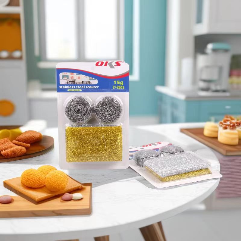 Household steel wool balls, stainless steel cleaning balls, pot brushes, dish brushes, steel wool balls, kitchen dish cleaning balls, OKS details Picture